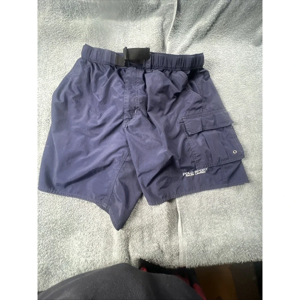 Polo Sport Ralph Lauren Shorts Mens Size MediumNavy Cargo Nylon Web Belt Utility